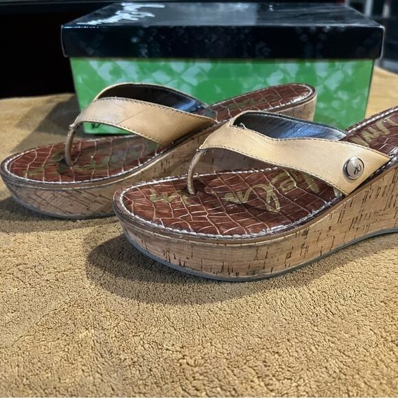 SAM Edelman Romy Cork and Leather Wedge/Platform Sandals size 7.5 - Picture 8 of 12
